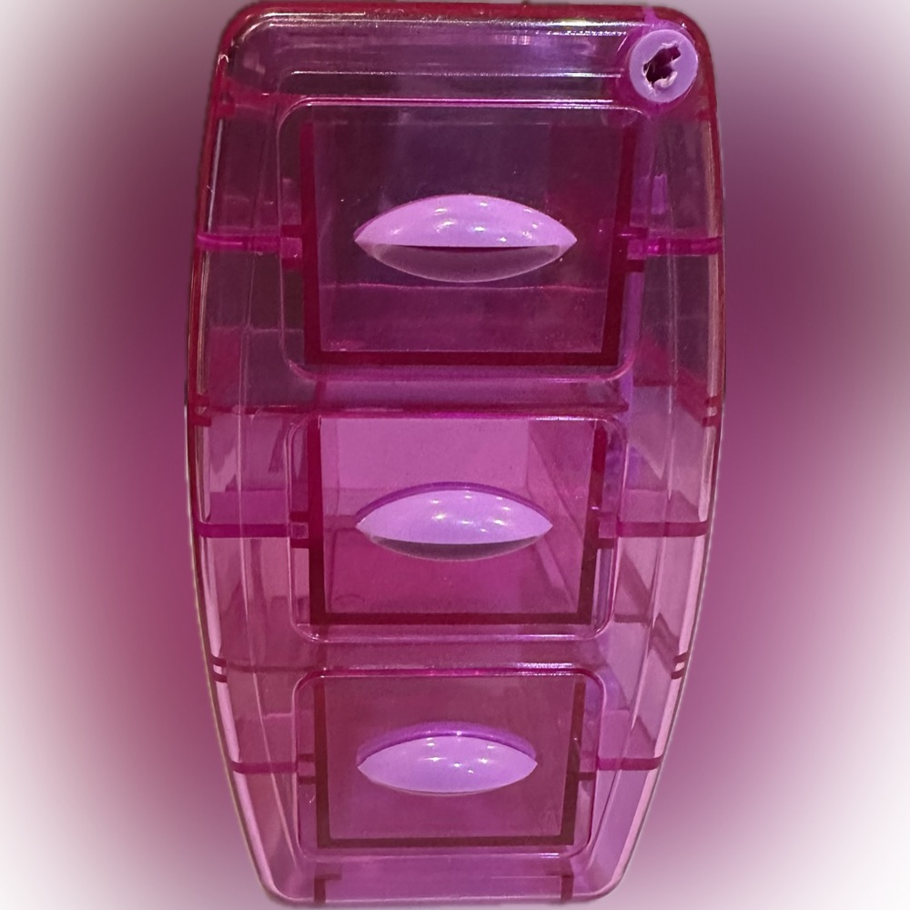 VTG RARE TINY MINI HOT PINK PLASTIC CHEST 3 DRAWER ORGANIZER STORAGE TRINKETS 8”